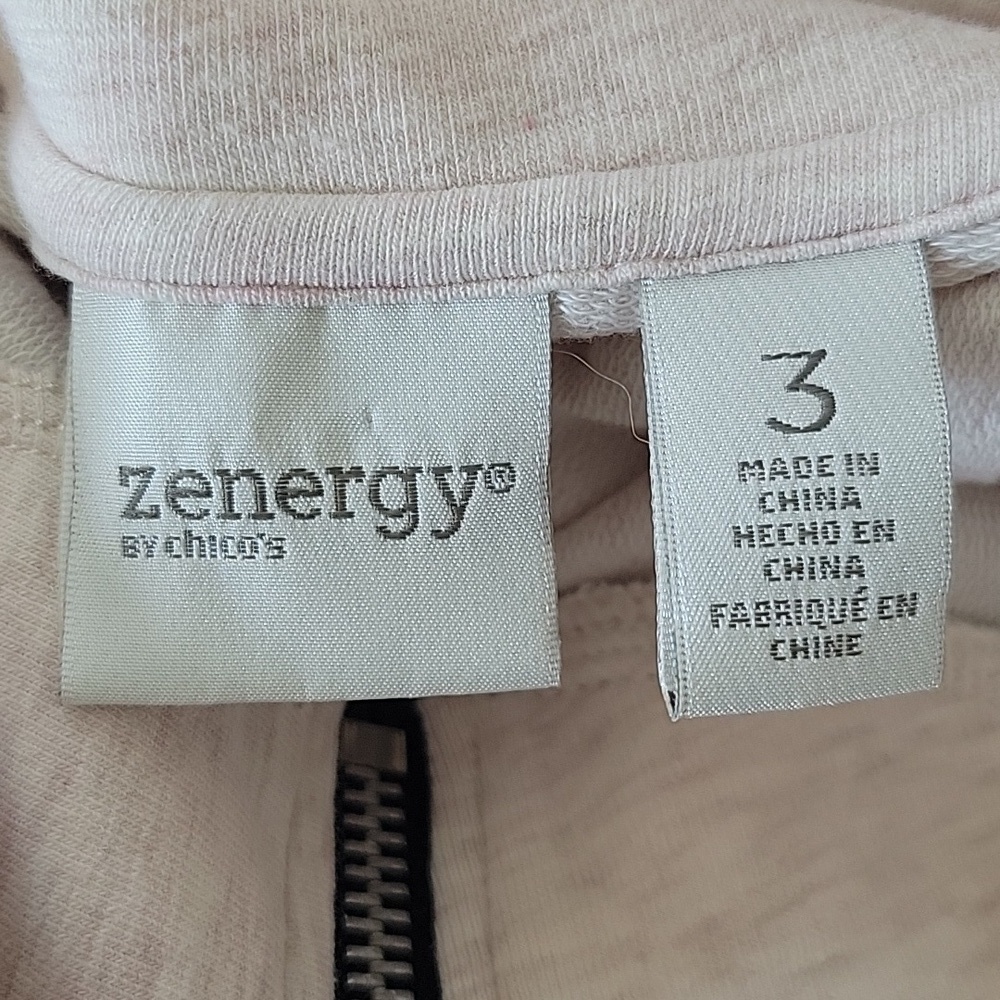 Chico's Zenergy Heathered Blush Chloe Asymmetrical Zip Tunic Sweatshirt Size XL - Picture 6 of 8
